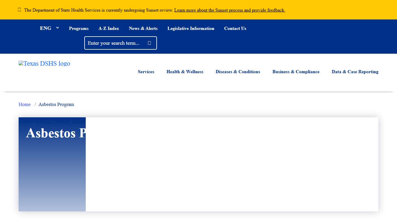 Asbestos Program Texas DSHS