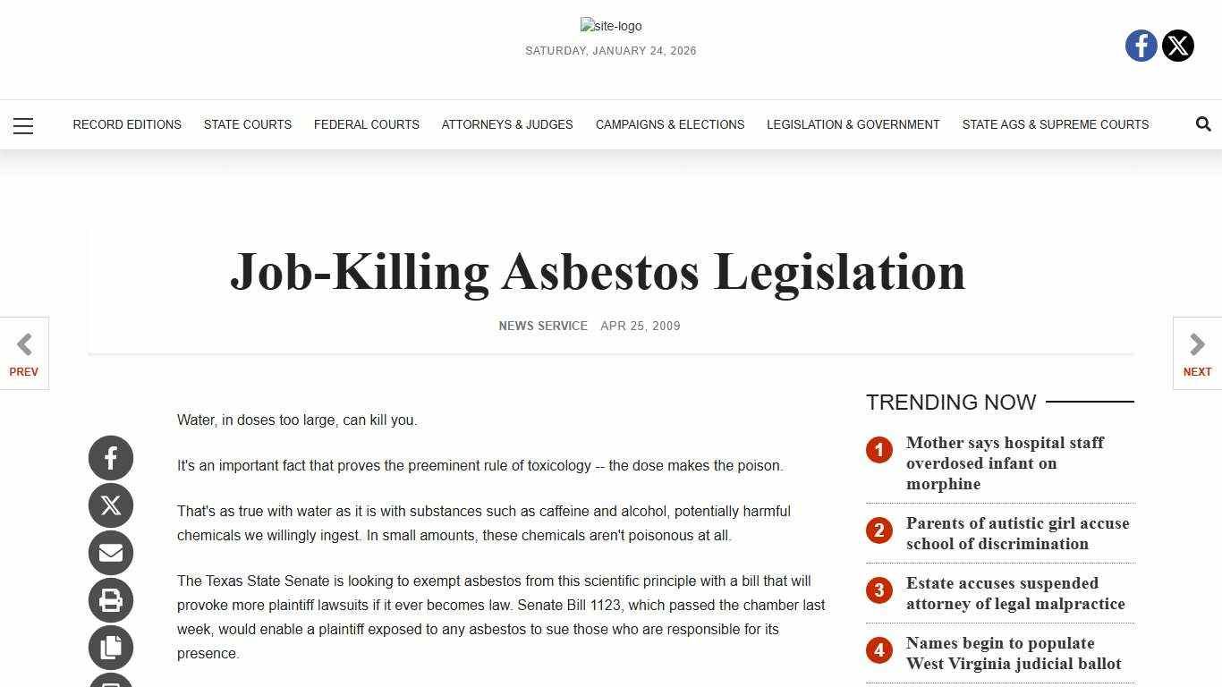 Job-Killing Asbestos Legislation Southeast Texas Record legalnewsline.com
